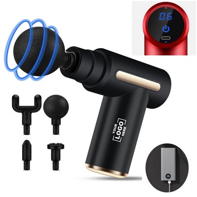 Mini Massage Gun w/6 Speeds & 4 Heads